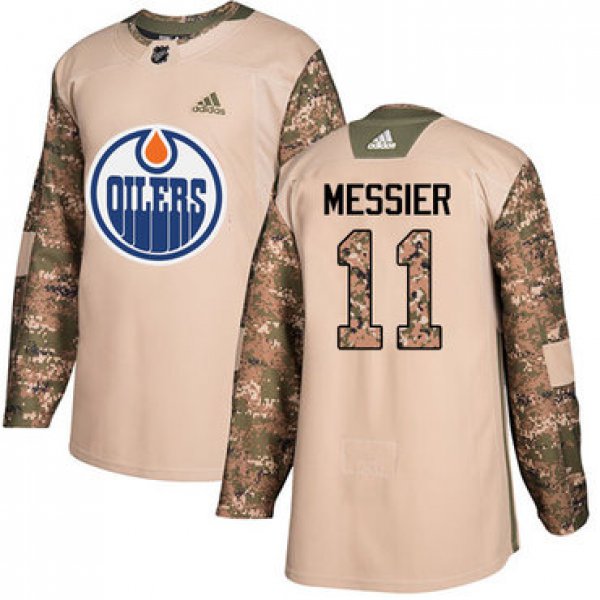 Adidas Edmonton Oilers #11 Mark Messier Camo Authentic 2017 Veterans Day Stitched NHL Jersey