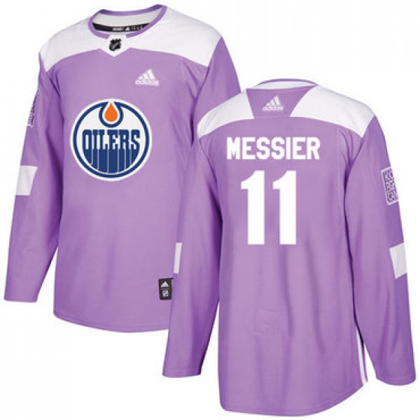 Adidas Oilers #11 Mark Messier Purple Authentic Fights Cancer Stitched NHL Jersey