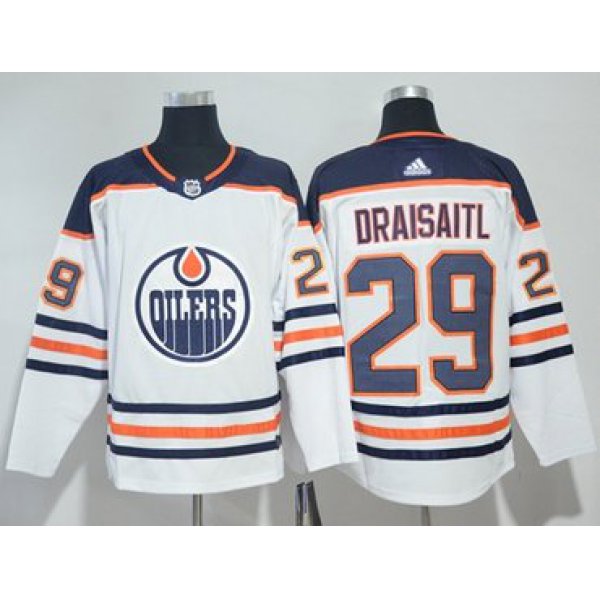 Adidas Oilers #29 Leon Draisaitl White Road Authentic Stitched NHL Jersey