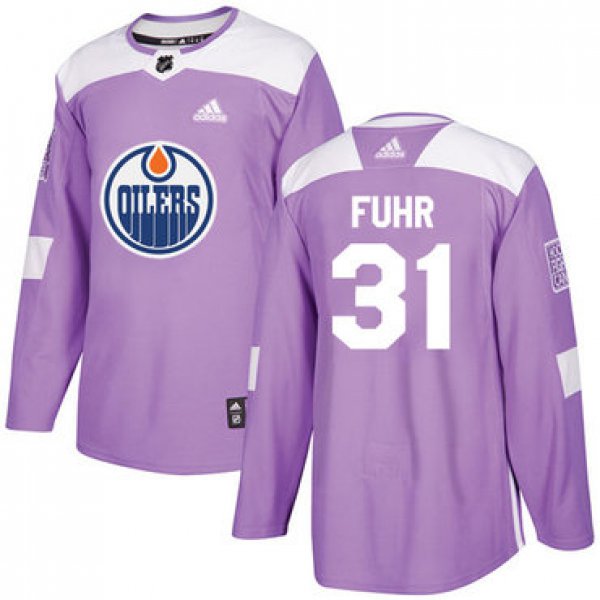 Adidas Oilers #31 Grant Fuhr Purple Authentic Fights Cancer Stitched NHL Jersey