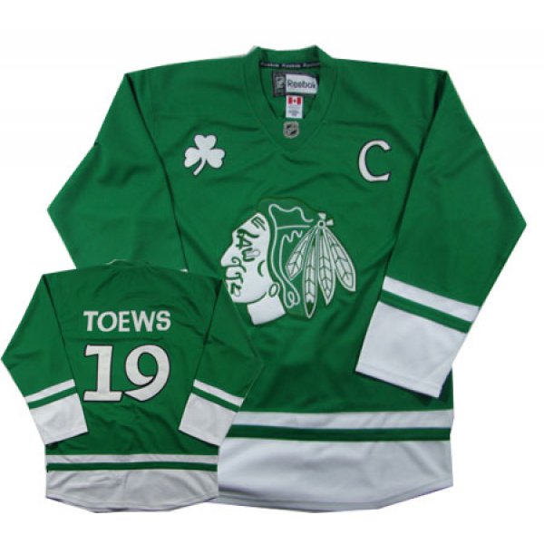 Chicago Blackhawks #19 Jonathan Toews St. Patrick's Day Green Jersey