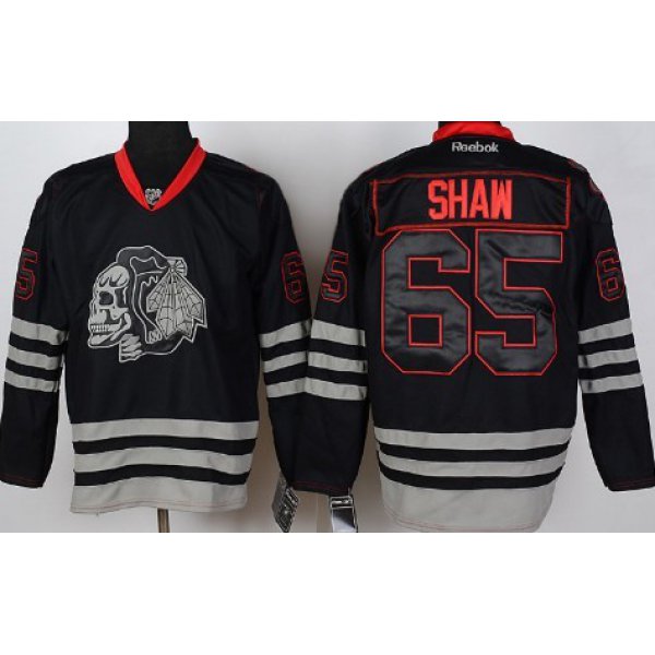 Chicago Blackhawks #65 Andrew Shaw Black Ice Skulls Jersey