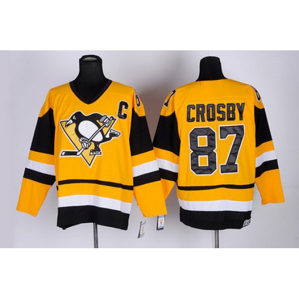 Pittsburgh Penguins #87 Sidney Crosby Yellow Throwback CCM Jersey