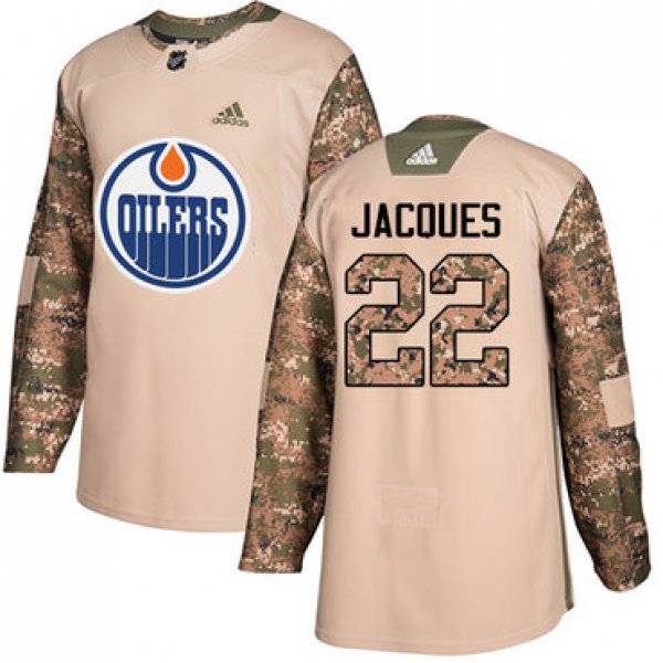 Adidas Edmonton Oilers #22 Jean-Francois Jacques Camo Authentic 2017 Veterans Day Stitched NHL Jersey