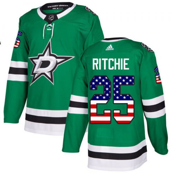 Adidas Stars #25 Brett Ritchie Green Home Authentic USA Flag Stitched NHL Jersey