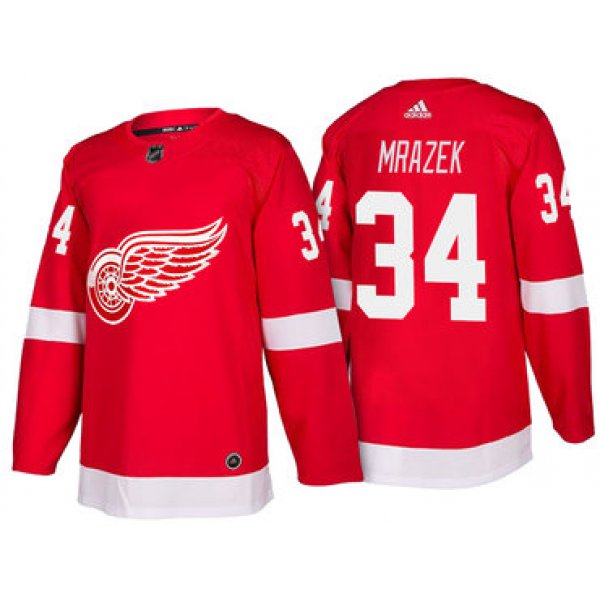 Men's Detroit Red Wings #34 Petr Mrazek Red Home 2017-2018 adidas Hockey Stitched NHL Jersey