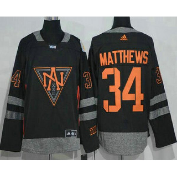 Men's North America Hockey #34 Auston Matthews Black 2016 World Cup of Hockey Stitched adidas WCH Game Jersey