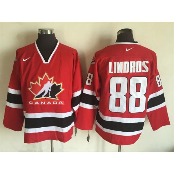 Men's 2002 Team Canada #88 Eric Lindros Red Nike Olympic Throwback Stitched Hockey Jersey