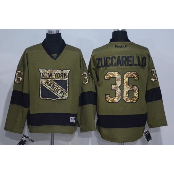 Men's New York Rangers #36 Mats Zuccarello Green Salute to Service Stitched NHL Reebok Hockey Jersey