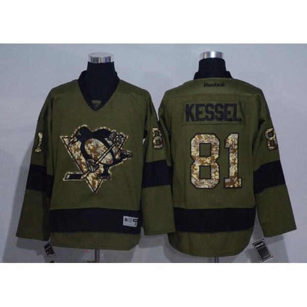 Men's Pittsburgh Penguins #81 Phil Kessel Green Salute to Service Stitched NHL Reebok Hockey Jersey