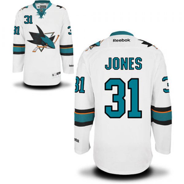 Men's San Jose Sharks #31 Martin Jones White Premier Away Jersey