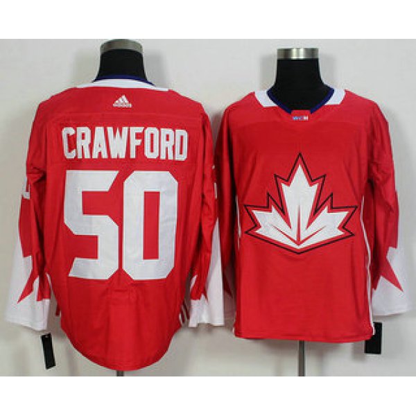Men's Team Canada #50 Corey Crawford Red 2016 World Cup of Hockey Game Jersey