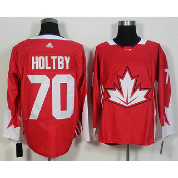 Men's Team Canada #70 Braden Holtby Red 2016 World Cup of Hockey Game Jersey