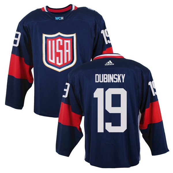 Men's Team USA #19 Brandon Dubinsky Navy Blue 2016 World Cup of Hockey Game Jersey