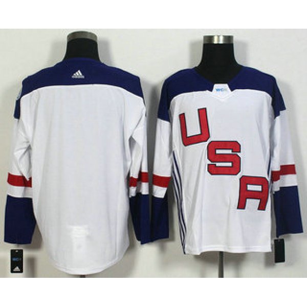 Men's Team USA Blank White 2016 World Cup of Hockey Game Jersey