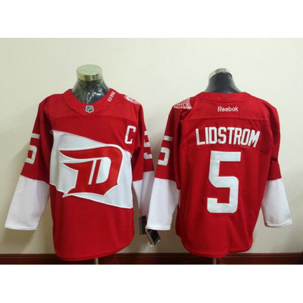 Men's Detroit Red Wings #5 Nicklas Lidstrom Reebok Red 2016 Stadium Series Team Premier Jersey