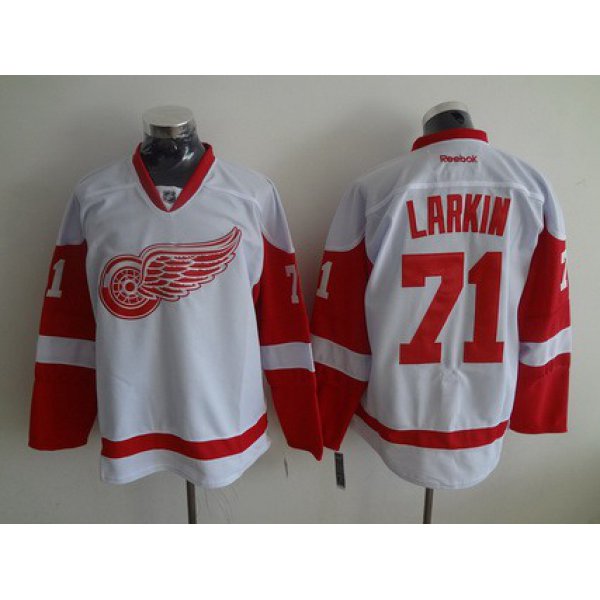 Men's Detroit Red Wings #71 Dylan Larkin Reebok White Away Premier Jersey