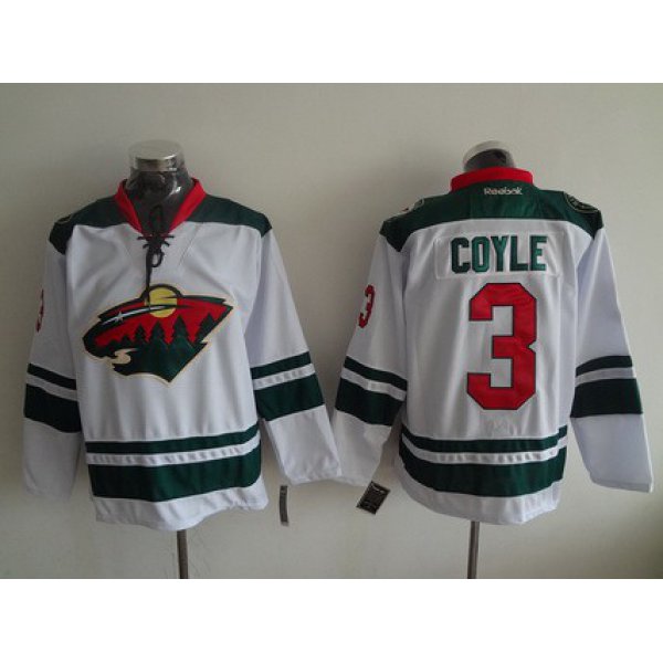 Men's Minnesota Wild #3 Charlie Coyle Reebok White Away Premier Hockey Jersey