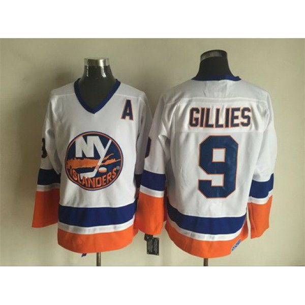 Men's New York Islanders #9 Clark Gillies 1984-85 White CCM Vintage Throwback Jersey