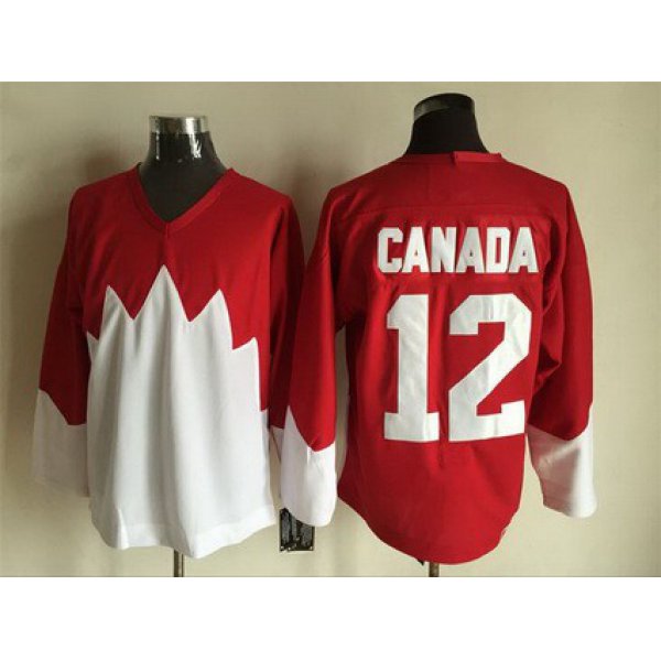 Men's Team Canada #12 Canada 1972 CCM Throwback Hockey Red Jersey