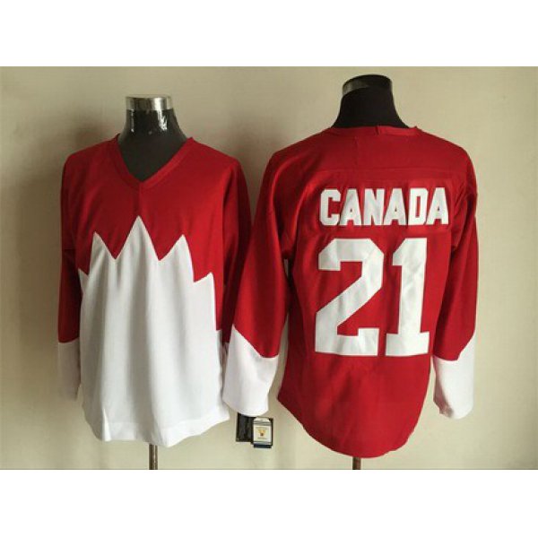 Men's Team Canada #21 Canada 1972 CCM Throwback Hockey Red Jersey