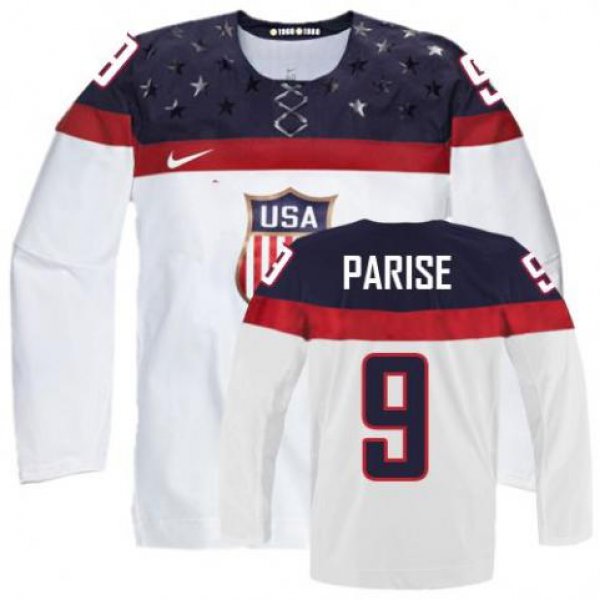 2014 Olympics USA #9 Zach Parise White Jersey