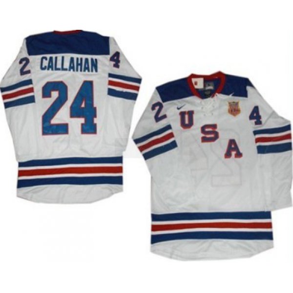 2010 Olympics USA #24 Ryan Callahan White Jersey