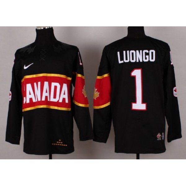 2014 Olympics Canada #1 Roberto Luongo Black Jersey