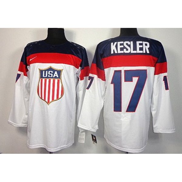 2014 Olympics USA #17 Ryan Kesler White Jersey