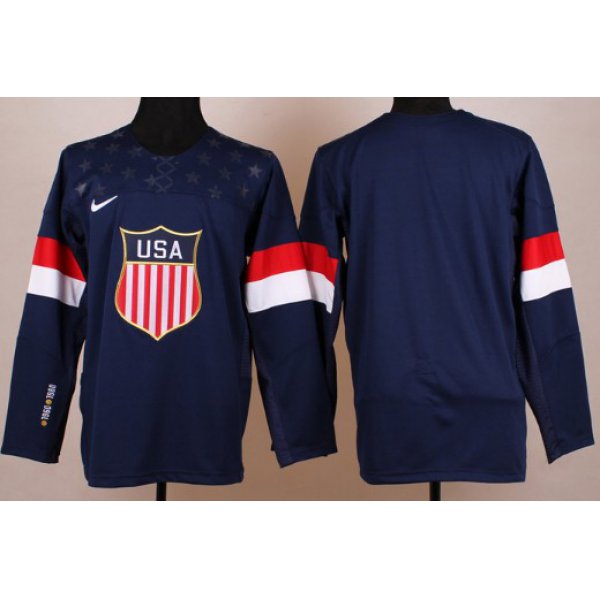 2014 Olympics USA Blank Navy Blue Jersey