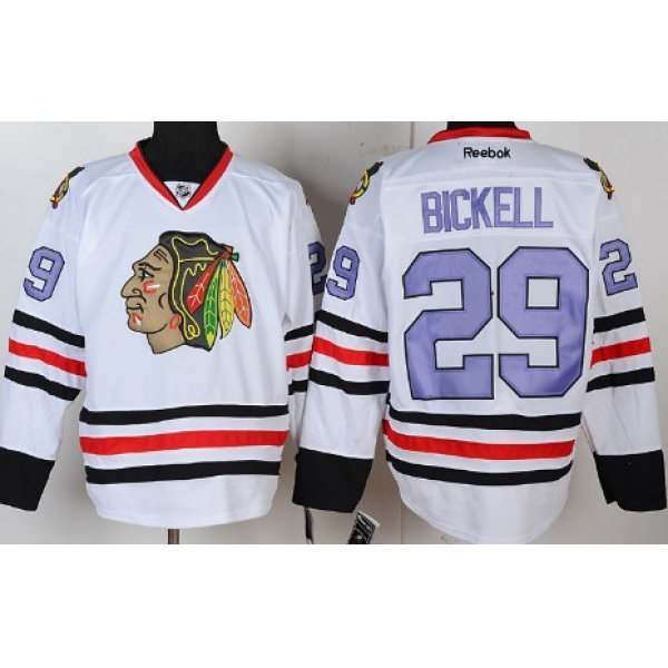 Chicago Blackhawks #29 Bryan Bickell White With Purple Jersey