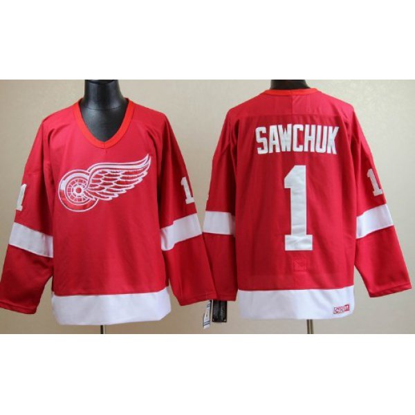 Detroit Red Wings #1 Terry Sawchuk Red Throwback CCM Jersey