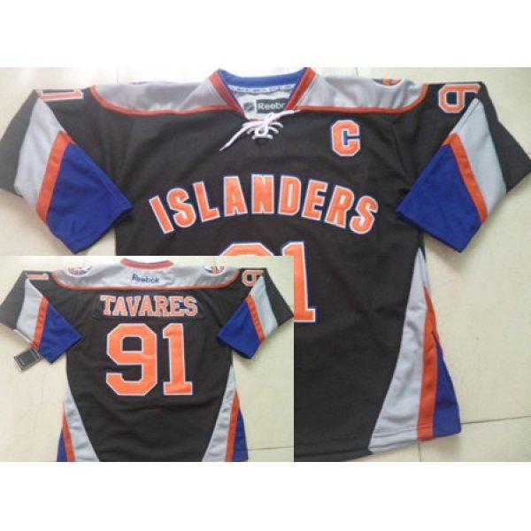 New York Islanders #91 John Tavares Black Third Jersey