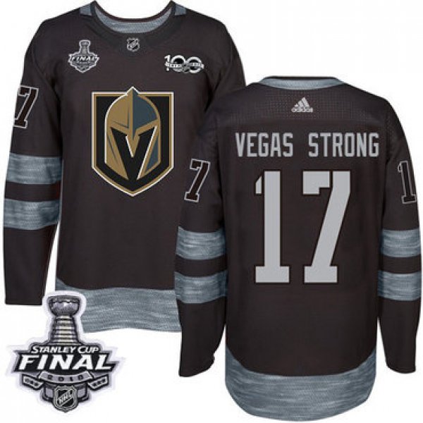 Adidas Golden Knights #17 Vegas Strong Black 1917-2017 100th Anniversary 2018 Stanley Cup Final Stitched NHL Jersey