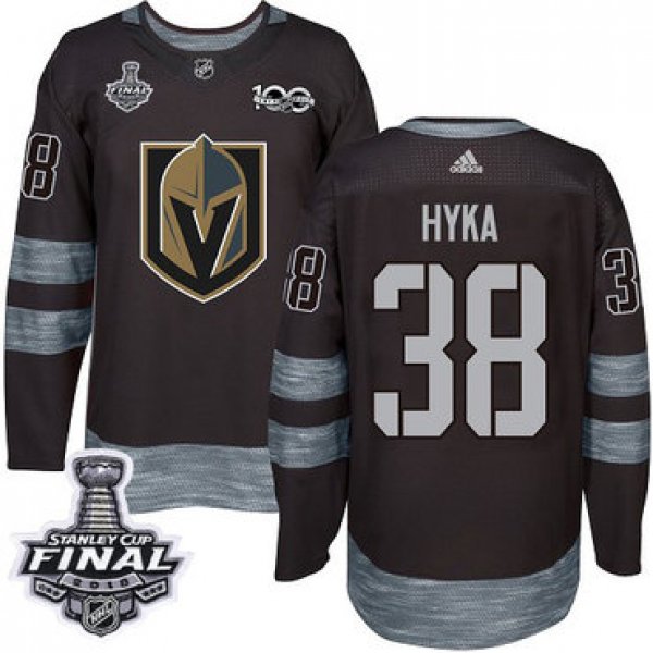 Adidas Golden Knights #38 Tomas Hyka Black 1917-2017 100th Anniversary 2018 Stanley Cup Final Stitched NHL Jersey