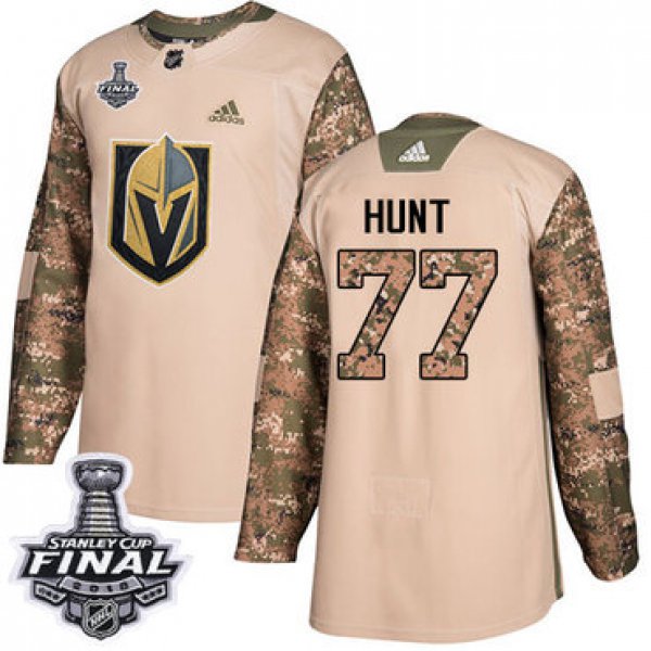 Adidas Golden Knights #77 Brad Hunt Camo Authentic 2017 Veterans Day 2018 Stanley Cup Final Stitched NHL Jersey