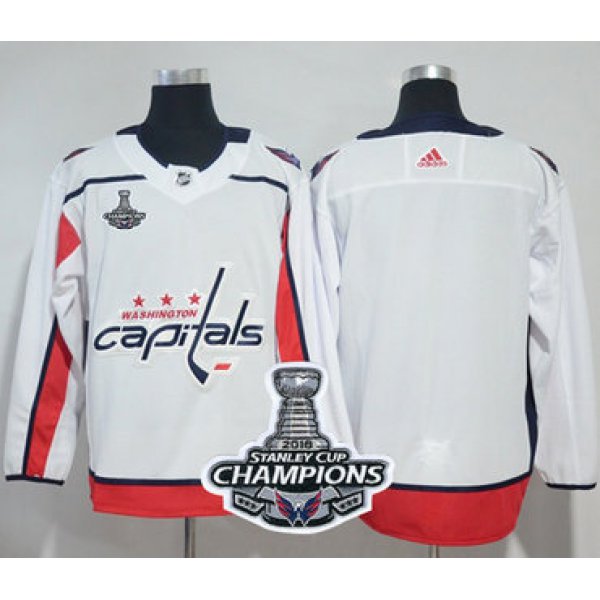 Adidas Washington Capitals Blank White Road Authentic Stanley Cup Final Champions Stitched NHL Jersey