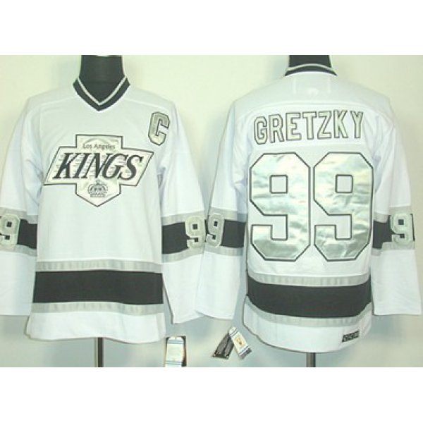 Los Angeles Kings #99 Wayne Gretzky White Throwack CCM Jersey