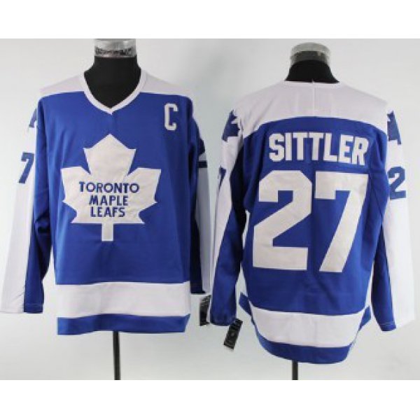 Toronto Maple Leafs #27 Darryl Sittler Blue With White Throwback CCM Jersey