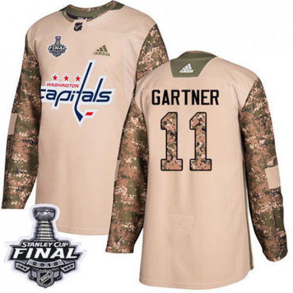 Adidas Capitals #11 Mike Gartner Camo Authentic 2017 Veterans Day 2018 Stanley Cup Final Stitched NHL Jersey