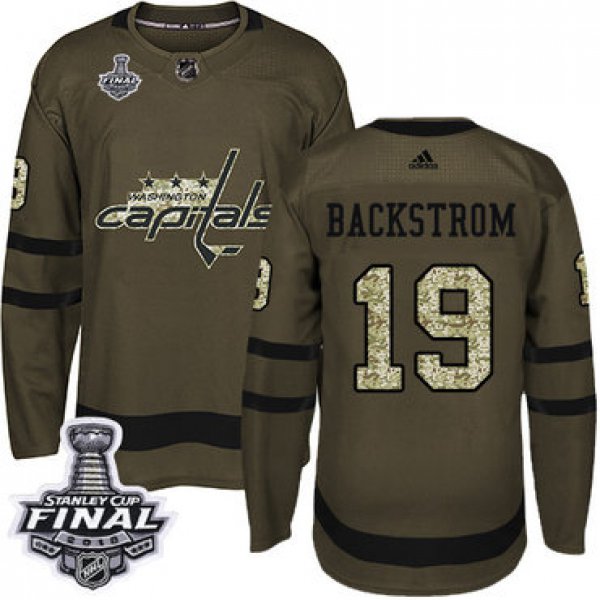 Adidas Capitals #19 Nicklas Backstrom Green Salute to Service 2018 Stanley Cup Final Stitched NHL Jersey