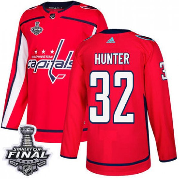 Adidas Capitals #32 Dale Hunter Red Home Authentic 2018 Stanley Cup Final Stitched NHL Jersey