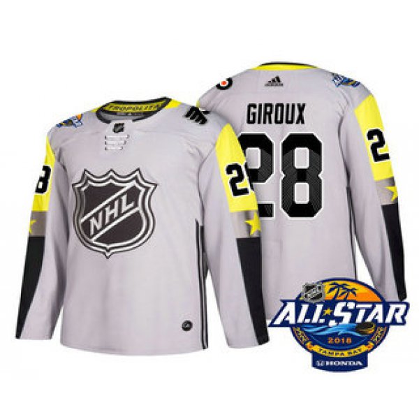 Men's Philadelphia Flyers #28 Claude Giroux Grey 2018 NHL All-Star Stitched Ice Hockey Jersey