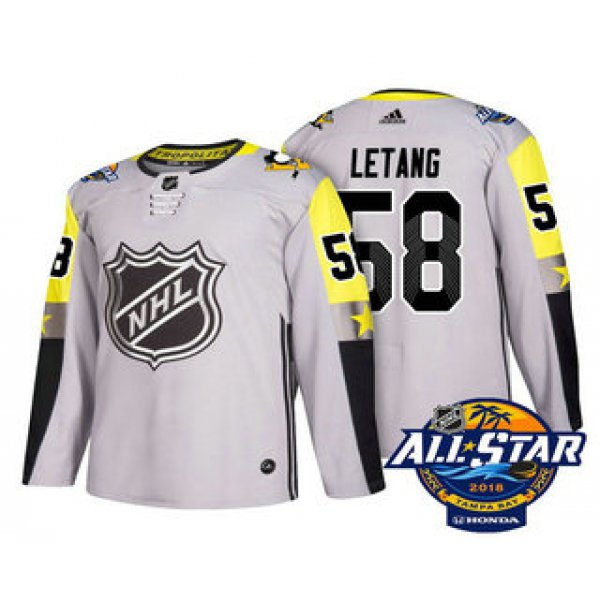 Men's Pittsburgh Penguins #58 Kris Letang Grey 2018 NHL All-Star Stitched Ice Hockey Jersey