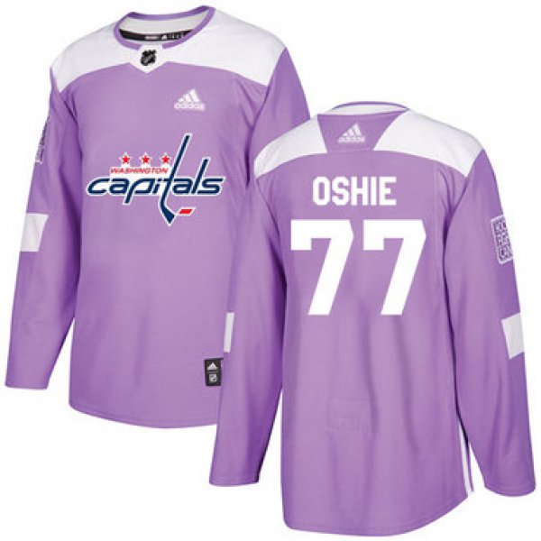 Adidas Capitals #77 T.J. Oshie Purple Authentic Fights Cancer Stitched NHL Jersey