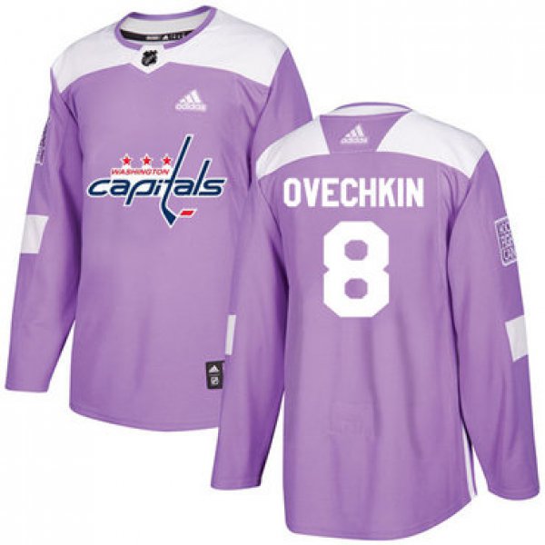 Adidas Capitals #8 Alex Ovechkin Purple Authentic Fights Cancer Stitched NHL Jersey