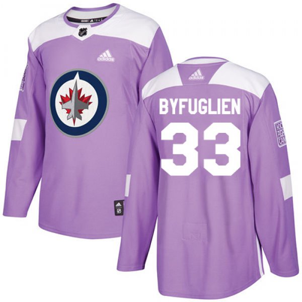 Adidas Jets #33 Dustin Byfuglien Purple Authentic Fights Cancer Stitched NHL Jersey