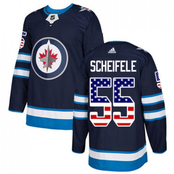 Adidas Jets #55 Mark Scheifele Navy Blue Home Authentic USA Flag Stitched NHL Jersey