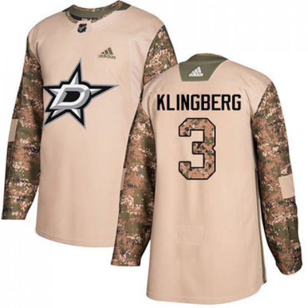 Adidas Stars #3 John Klingberg Camo Authentic 2017 Veterans Day Stitched NHL Jersey