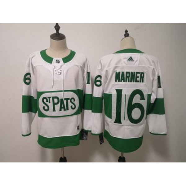 Men's Toronto Maple Leafs #16 Mitch Marner Toronto St. Pats Road Authentic Player White Jersey